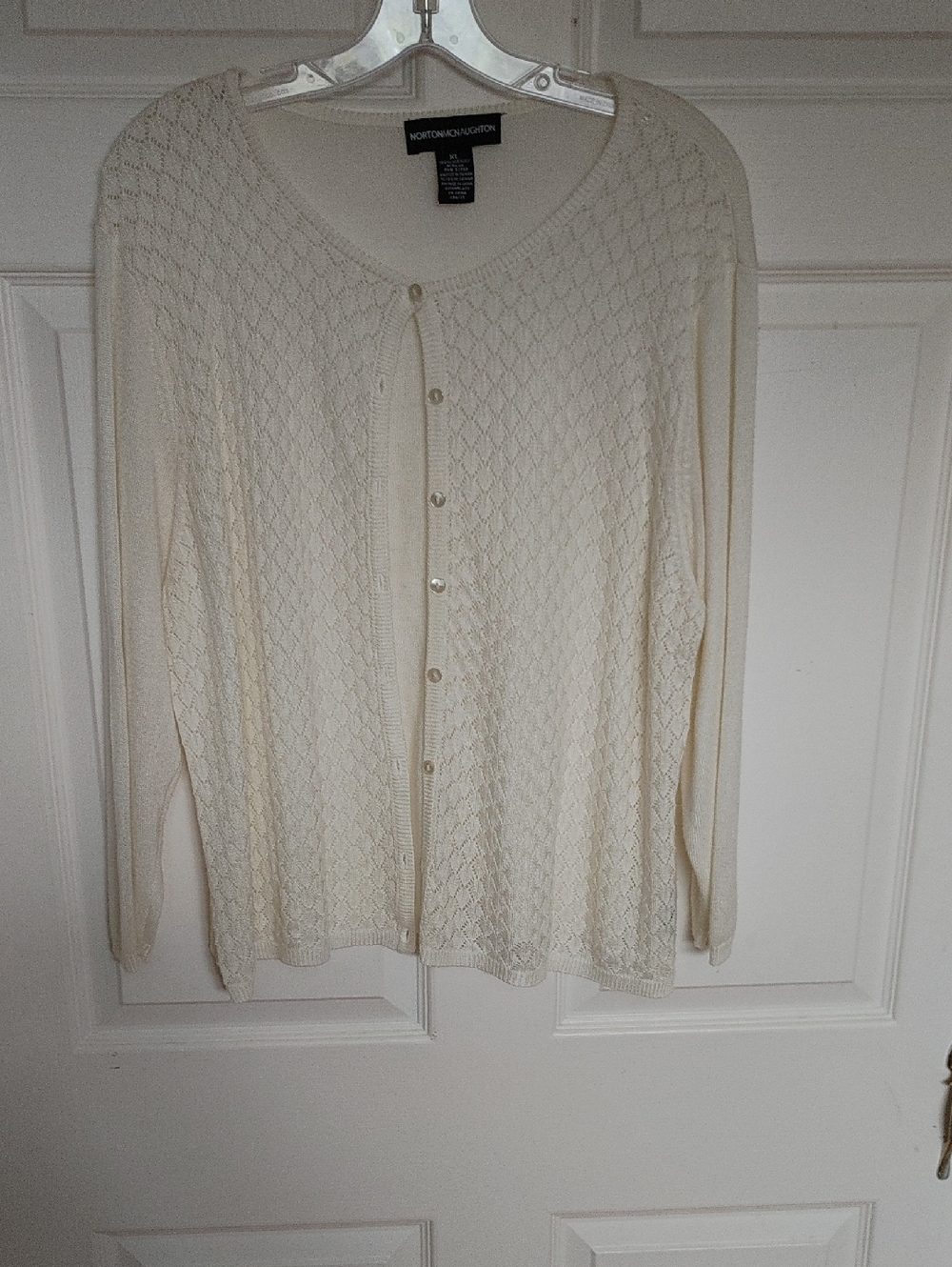Worthington White Scoop Neck Button-Front Sweater